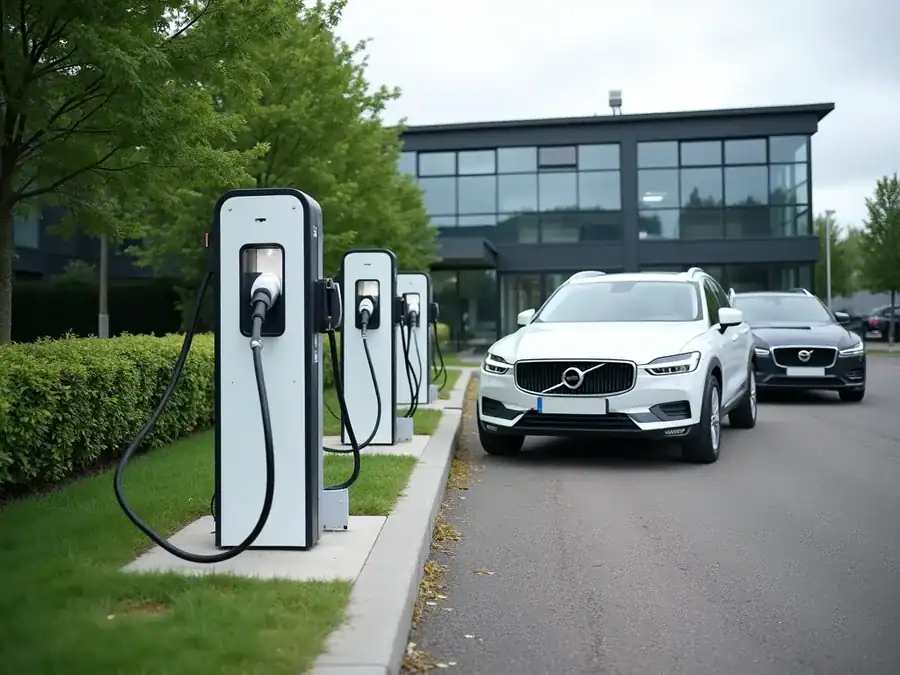 Bedrijfsparking met meerdere 22 kW laadpalen