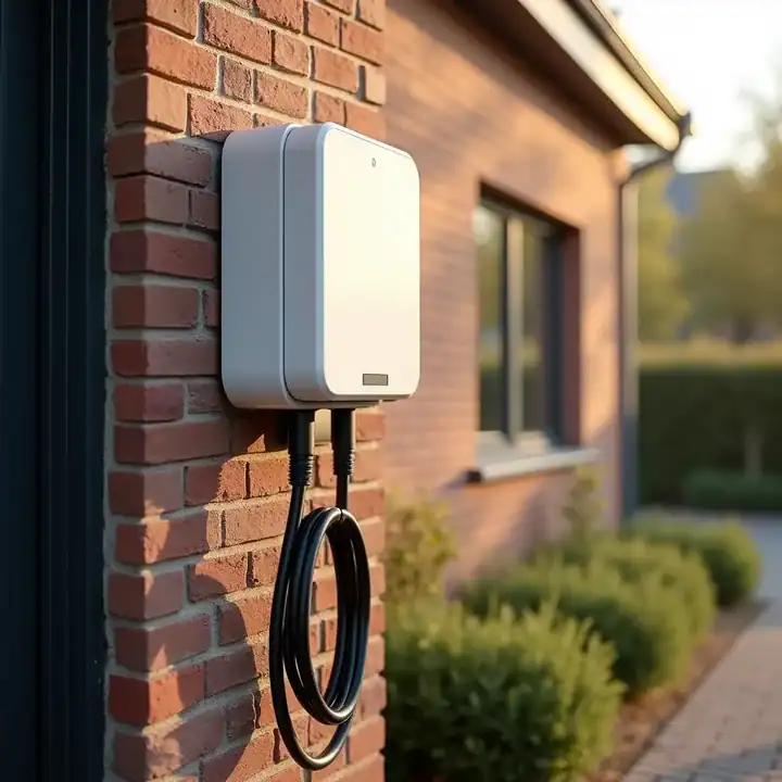 Witte wallbox aan een Nederlandse woning
